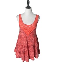 Free People Crochet Tank Top Orange Flowy Floral Pattern Sleeveless Women Size S - £16.61 GBP