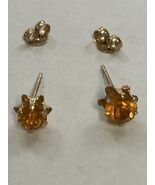 JCM 14K Yellow Gold Citrine (Yellow) Stud Earrings November Birth Stone - €59,50 EUR