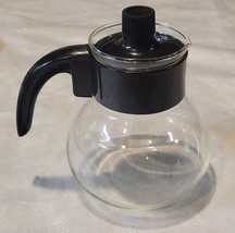Gemco Brand Heat Resistant Glass Coffee Tea Carafe With Lid Black Handle - $11.87