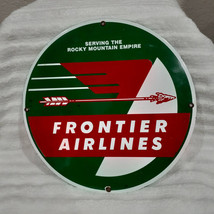 Vintage Frontier Airlines Arrow Porcelain Sign - £70.85 GBP