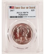 2017 $25 PALLADIUM 1 OZ. EAGLE VALUTATO DA PCGS COME MS70 FDOI - €2.910,43 EUR 2017 $25 PALLADIUM 1 OZ. EAGLE VALUTATO DA PCGS COME MS70 FDOI - €2.910,43 EUR