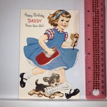 Vintage 1960’s Norcross Brithday Daddy Greeting Card Pipe Slippers Puppy... - $4.20