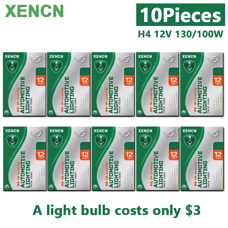10pcs XENCN H4 Halogen Car Headlight 12V 100/130W Original Bulbs High Low Beam - £74.54 GBP