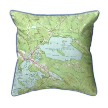 Betsy Drake Lake Wentworth, NH Nautical Map Large Corded Indoor Outdoor Pillow - £42.72 GBP