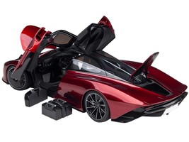 McLaren Speedtail Volcano Red Metallic with Black Top and Suitcase Acces... - $350.69