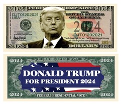 ✅ Pack of 25 Donald Trump for President 2024 Collectible Political Banknotes ✅ - £10.44 GBP