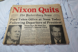 The Parkersburg News August 9, 1974 WV Newspaper Nixon Quits Red Letters - £11.16 GBP