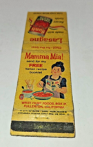 Vintage Matchbook cover Hunts Tomato Paste Mamma Mia LASAGNE Recipe used CALI - £3.02 GBP