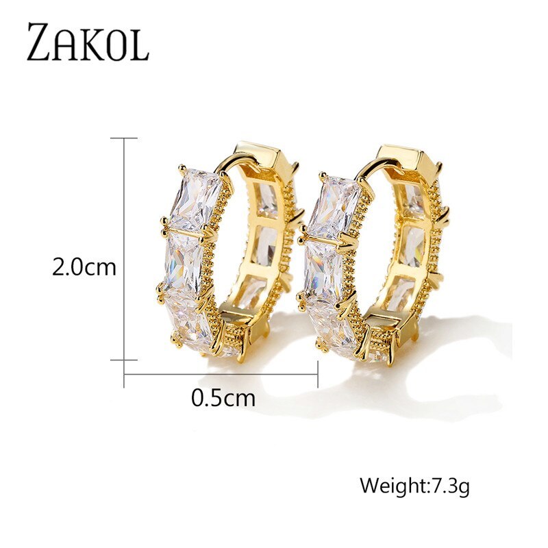 ZAKOL Fashion Summer New Buling Cubic Zirconia Gold Color Hoop Earrings for Wome - £15.91 GBP