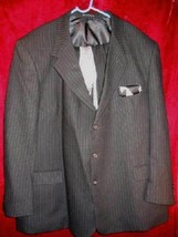 Europa Uomo Black Wool Suit Pants Jacket Tie Sz 50 Big &amp; Tall - $75.50