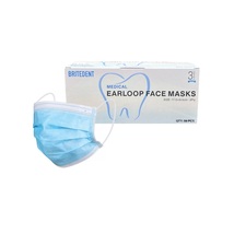 BRITEDENT ASTM Level 3 Earloop Face Masks Blue 3Ply 50/Bx BSI-BL03 - £9.88 GBP