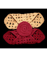 Burgundy and Tan Handmade Crocheted Washcloths and Scrubby - $13.69 CAD