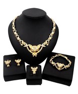 HUGS &amp; KISSES teddy bear Set Necklace bracelet Earrings Ring real gold f... - $558.70 MXN