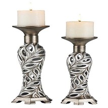 Kiara Polyresin Candleholder Set of (2) Silver/Gold finished ORE K-4285C - $77.94