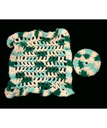 Variegated Green Handmade Crocheted Washcloth and Scrubby - $16.46 CAD