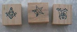 Masonic logo Rubber stamps 3 Shriners, OES Order Eastern Star  &amp; Mason small - £15.66 GBP