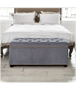 Velvet Upholstered Ottoman Storage Box Bedroom Footstool Blanket Toy Box  - $135.00