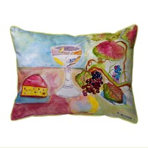 Betsy Drake Wine &amp; Cheese Large Indoor Outdoor Pillow 16x20 - £37.59 GBP
