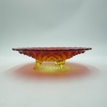 Vintage Fenton Art Glass AMBERINA Hobnail Footed Dish Bowl 7in Red Orange - $49.50