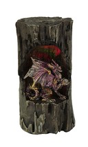 Zeckos Dragon Holding Orb In Old Log Statue with Color Changing LED Lights - £23.64 GBP