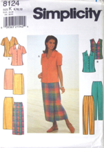SIMPLICITY 8124 Uncut Pattern Size K 8 10 12 Misses Blouse Skirt Pants 1998 New - $8.79