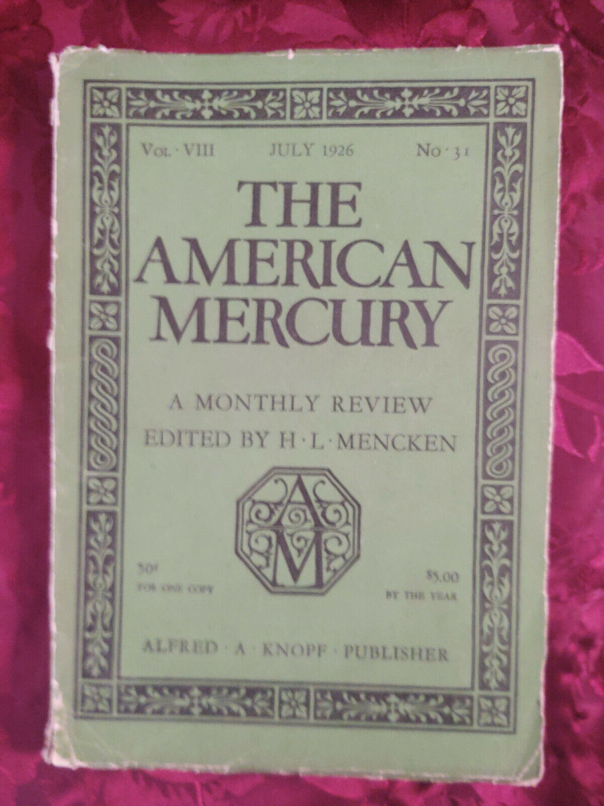 Primary image for AMERICAN MERCURY July 1926 STANLEY WALKER C W ALVORD
