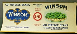 Vintage Winsom Brand Cut Beans Edgett Burnham Co New York 1940s Can Label B-2 - £9.58 GBP