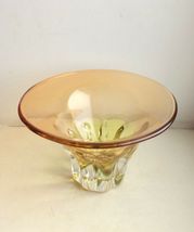 Vintage Heavy Czech Bohemian Glass Bowl, Mid-Century Colored Glass Table Decor - £62.33 GBP