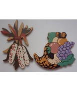 Two Fall Wooden Magnets Cornucopia &amp; Corn Bundle - $2.72 CAD