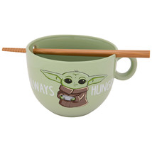 Star Wars The Mandalorian Grogu Always Hungry Ramen Bowl w/ Chopsticks G... - £26.36 GBP