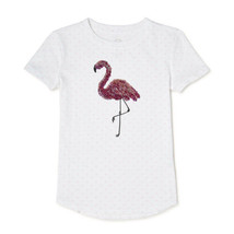 Wonder Nation Girls Flamingo Reversible Sequins Pink S/S T-Shirt Sz L 10-12 - £13.62 GBP