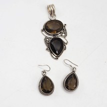 Sterling Silver Statement Pendant &amp; Earring Set Bali Style - £57.48 GBP