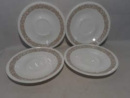 Set Of 4 Corelle Woodland Brown Coffee Cup Saucers Plates - £6.97 GBP