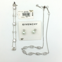 GIVENCHY silver-tone clear crystal earrings bracelet &amp; choker necklace set - $55.00