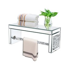 Glass Mirrored Wall Shelf. Wall Mounted For Over Toilet. Glamorous Cryst... - $74.99