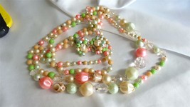 Vintage Set of Pastel Beads and Clip Earrings - £46.12 GBP