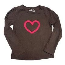 Heart Girl&#39;s Shirt Brown Embellished Pink Long Sleeve Tee  Top  - £3.11 GBP