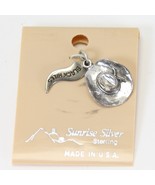 Black Hills SD Sterling Silver 925 Charm Sunrise Silver Cowboy Hat Origi... - €22,33 EUR