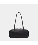 Genuine Top Grain Leather Shoulder Bag, Minimalist Cylinder Tote, Vintage Handba - $95.99