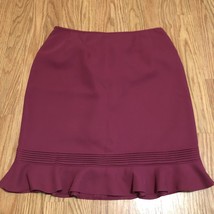 purple skirt with ruffle hem zipper back petites 12P lined A Line Career... - £9.03 GBP