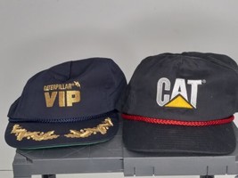 Vintage Cat Caterpillar Hat Cap Lot of 2 Snapback Adjustable Cyrk Advert... - $19.80
