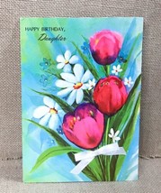 Vintage Charm Craft Vibrant Flowers Greeting Card Daughter Birthday Ephemera - $2.48