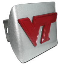 virginia tech VT maroon red logo emblem brushed trailer hitch cover usa made - £60.52 GBP