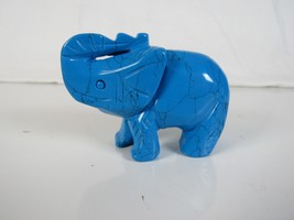 Blue Howlite Elephant Figurine Hand-Carved Stone Elephant - $9.50