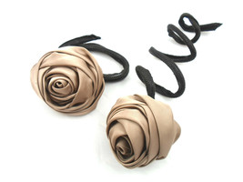 Bronze Gold Nylon Rose Flower Hair Decoration Flexible Wire Party Braid Holder - £4.05 GBP