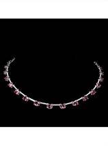 5.50Ct Simulated Pink Sapphire Tennis Choker Necklace 925 Silver Gold Plated - £209.00 GBP