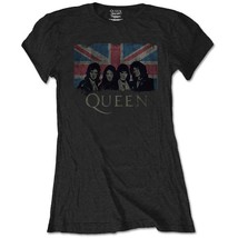 Ladies Queen Freddie Mercury Black Union Jack Official Tee T-Shirt Womens Girls - £25.10 GBP
