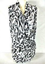 Suzy Shier womens Small sleeveless black white tan ANIMAL PRINT wrap top (Z)pm - £5.99 GBP