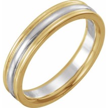 Authenticity Guarantee 
14K Yellow and White Gold 4MM Grooved Wedding Band - £645.19 GBP+