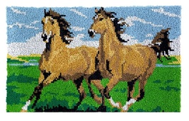 Running Horses Rug Latch Hooking Kit (85x58cm) - $69.99